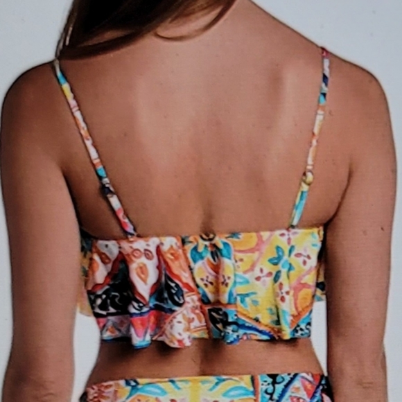 NWT ULTRA FLATTERING LABLANCA RUFFLE SWIM TOP REMOVABLE STRAPS STRAPLESS TOP - Picture 3 of 12